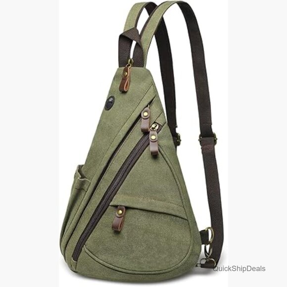 Canvas Sling Bag with PU Leather Accents, 3-in-1 Convertible Daypack main image 7